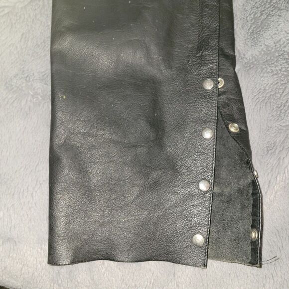 PRO FORCE Leather Chaps Black BIKER Belted Riding Pants Motorcycle Size XXXL 3X - Picture 4 of 14